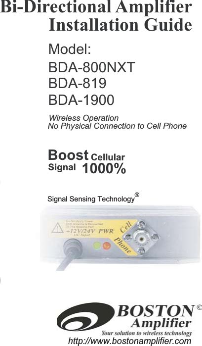 Boston Amplifier Bda Sbx Booster Bi Directional Amplifier User