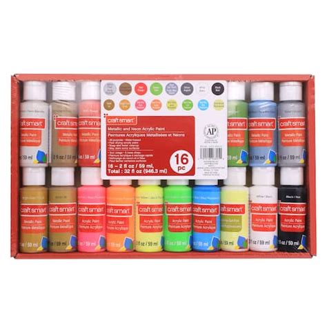 Metallic And Neon Acrylic Paint Set By Craft Smart Michaels