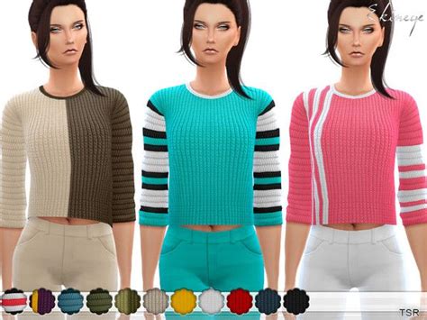 Ekineges Knit Cropped Sweater Korean Apartment Sims Community Sims