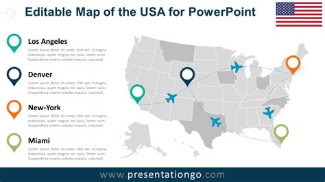 Mapa Powerpoint Editable De Estados Unidos Presentationgo