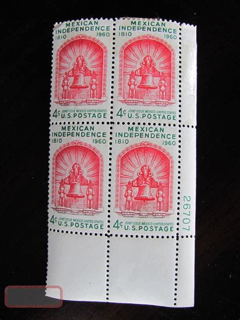 U S Stamp Plate Block Scott 1157 4 Cent Mexican Independence 1960