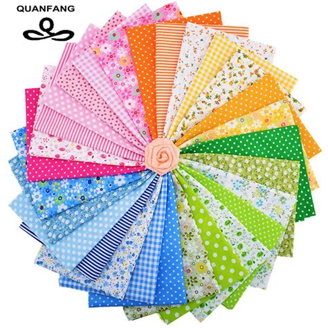 1lot 28 pcs plain thin cotton fabric patchwork for diy quilting sewing fat quarters bundle