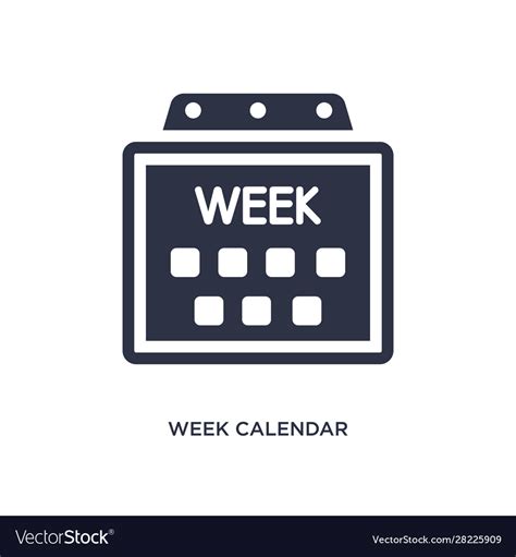 Week Calendar Icon On White Background Simple Vector Image