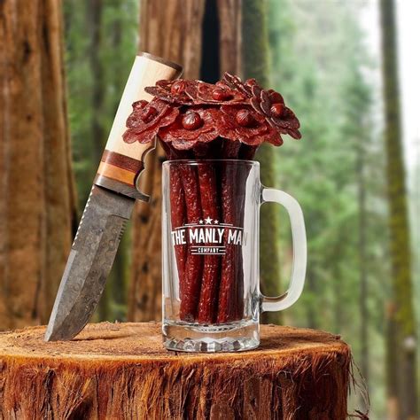 Bacon scented gift wrapping paper. Beef Jerky Flower Bouquet & Beer Mug in 2020 | Beef jerky ...