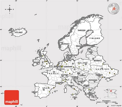 Silver Style Simple Map Of Europe Cropped Outside