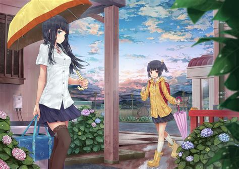 Girls Umbrella Rain Wallpaper Hd Anime 4k Wallpapers Images And Background Wallpapers Den