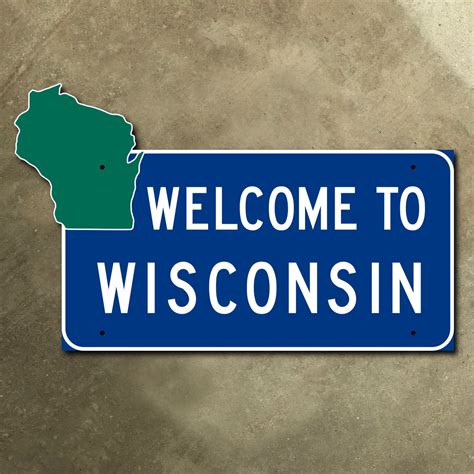 Wisconsin State Line Highway Marker Road Sign 1975 Welcome Etsy