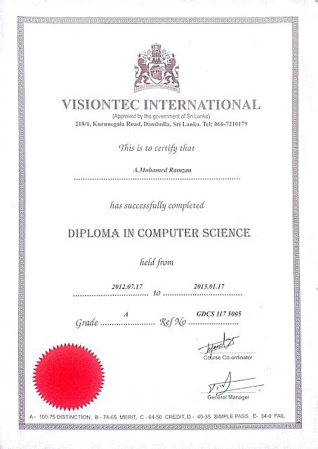 Crisc certification opens one to a wider job market. Diploma Computer Science Certificate - Ramzan Lanka