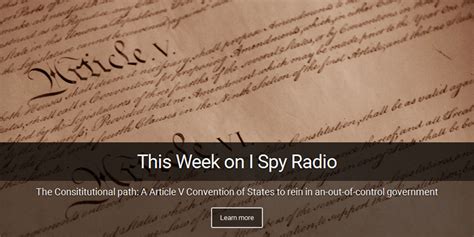 Article 5 of the u.s. Show 5-29 Convention of States | The I Spy Radio Show