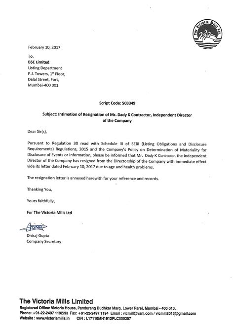 Letter Of Resignation Contractor Sample Resignation Letter