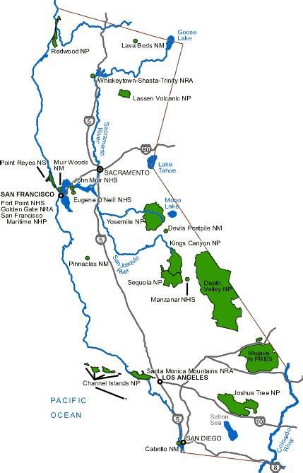 √ Printable California National Parks Map