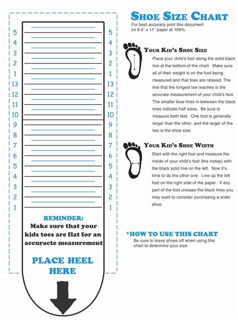 Shoe Sizing Template Printable