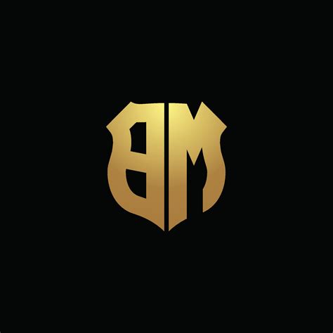 Bm Logo Monogram With Gold Colors And Shield Shape Design Template