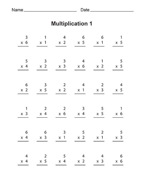 Free Printable Worksheets On Multiplication