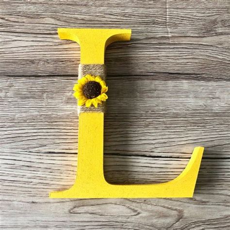 Decorated Sunflower Themed Freestanding Wooden Letter Etsy Wooden