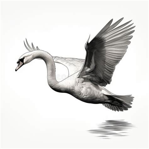 Ilustraci N Fotogr Fica De Cisne Volador Blanco Y Negro Stock De