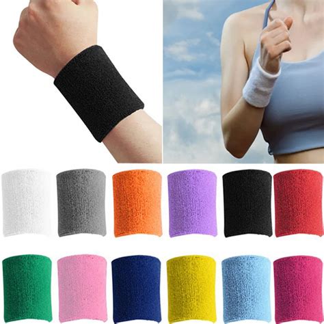 1pc Sweatbands Terry Cloth Cotton Wrist Sweat Band Wristband Sport Yoga