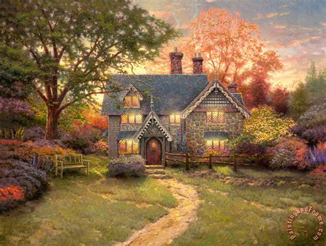 He wanted to capture the verdant colors of the season and to highlight the ripening summer fields as a gateway to the abundance of the thomas kinkade london painting | framed paintings for sale. Thomas Kinkade Gingerbread Cottage painting - Gingerbread ...
