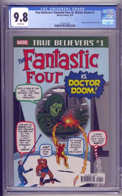 True Believers Fantastic Four Vs Doctor Doom 1 Cgc 98 Highest Ff 5