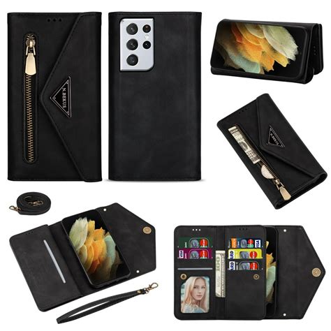 Dteck Galaxy S21 Ultra 5g Wallet Case Pu Leather Crossbag Lager