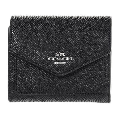 Coach Coach Womens Crossgrain Leather Small Wallet Liblack Wallets