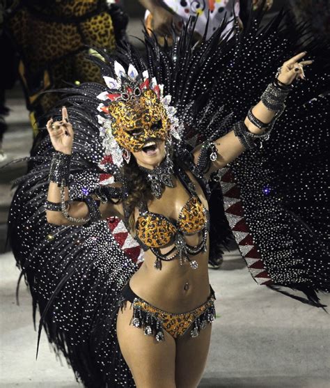 Glamorous Revelers At Rio De Janeiro Carnival Parade Bold Ladies At Sambadrome Photos