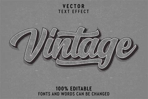 Vintage Text Effect Editable To Change Font And Word Stock Vector