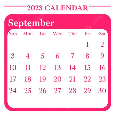 Simple Style Pink September 2023 Calendar September 2023 Calendar