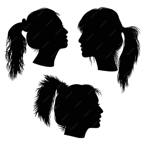 Premium Vector Girl Ponytails Hairstyle Pack Silhouette