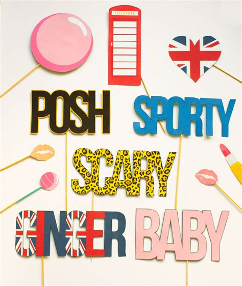 Spice Girls Photo Booth Props Pack Printables Bespoke Bride