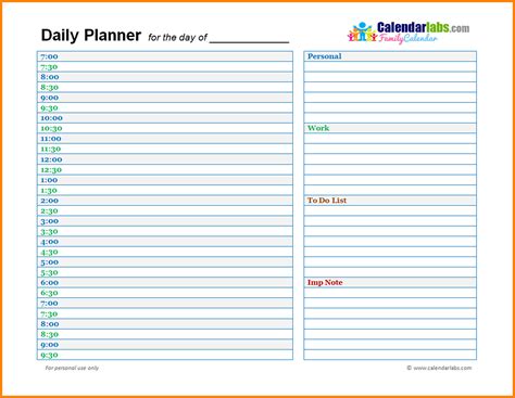 Free Printable Daily Planner Template Free Printable
