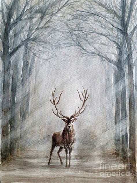 Red Deer Painting By Agnieszka Kowalska Rustica Art