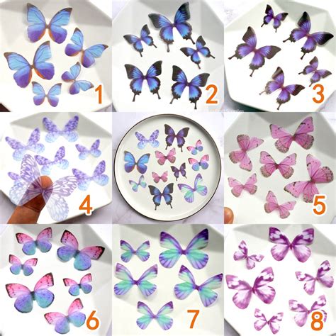 10pcs Organza Fabric Butterfly Wings Blue Butterfly Purple Etsy