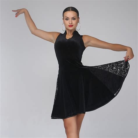 Black Velvet Latin Dance Dress Women Latin Dress Rumba Cha Cha Dress