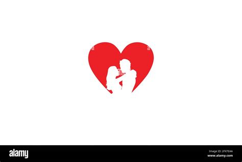 Romantische Liebe Herz Paar Symbol Logo Vektor Illustration Stock