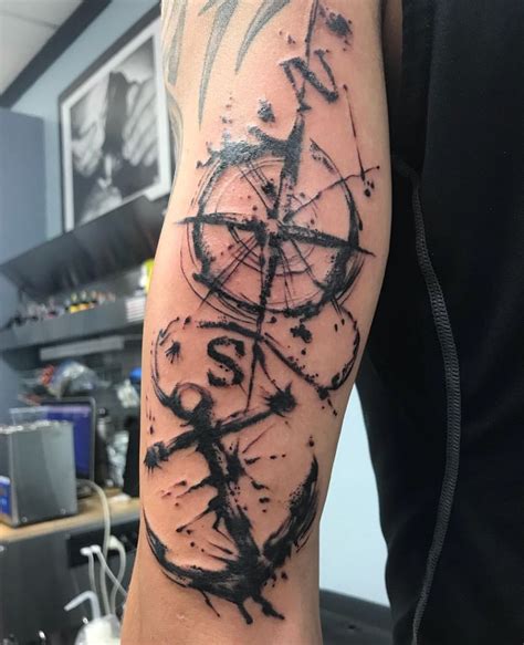 Anchor Compass Tattoo For Guys Sleeve Tattoos Tattoos For Guys Tattoo Sleeve Designs
