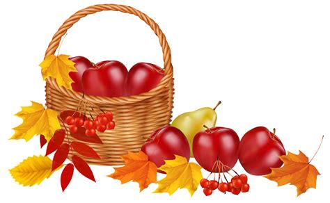 Basket with fruits and Autumn Leaves PNG Clipart Image | Autumn sticker, Fall clip art, Autumn ...