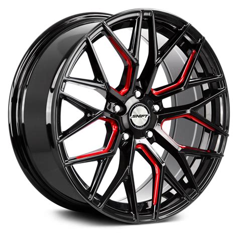 Shift Wheels® 18 Spring Wheels Gloss Black With Candy Red Milled