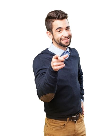 Young Man Pointing Photo Free Download
