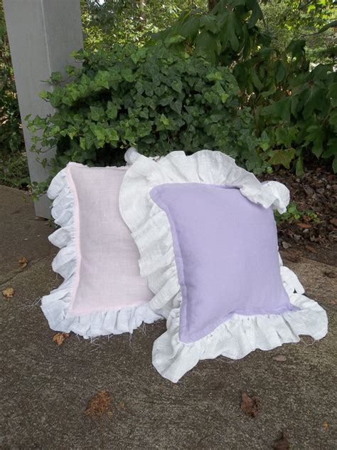 Pink Ruffled Pillow Ruffled Linen Pillow Shams Custom Sizes Etsy