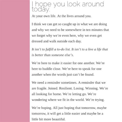 I Hope You Look Around Today Hannah Brencher Mondayemailclub