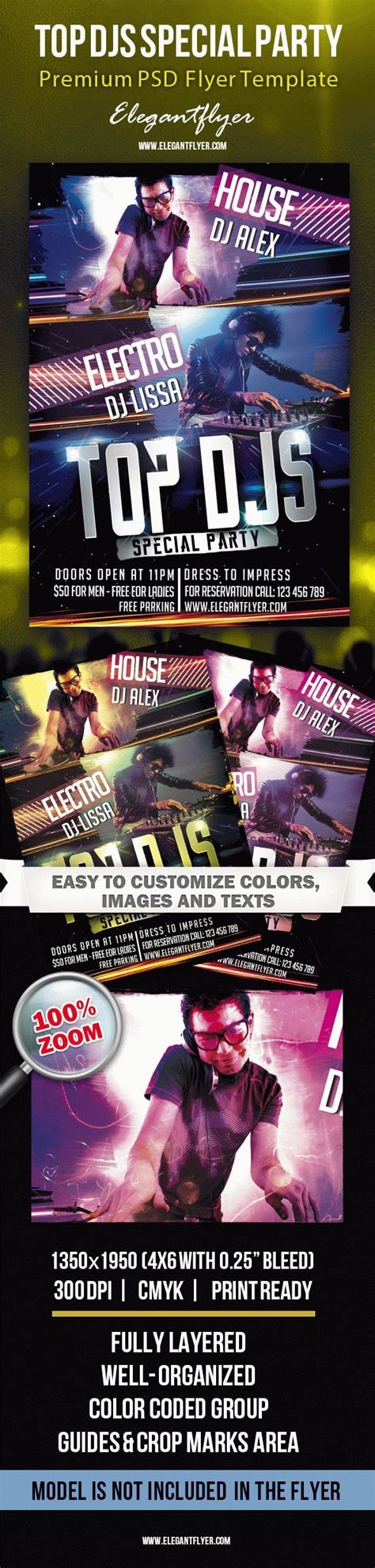 Purple Creative Top Djs Special Party Premium Flyer Template Psd By