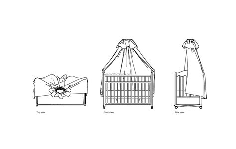 Baby Bed Autocad Block Planelevation Free Cad Floor Plans