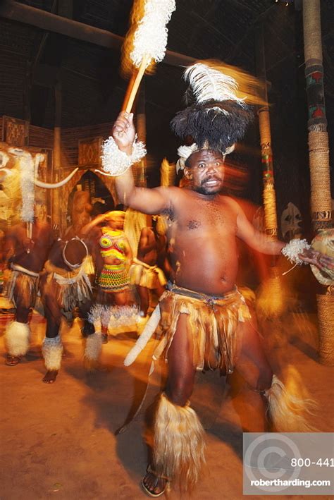 Dancers Performing Traditional Zulu Dance Stock Photo