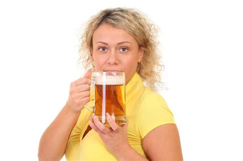 Beautiful Young Woman Drinking Beer Stock Photo Image Of Attractive