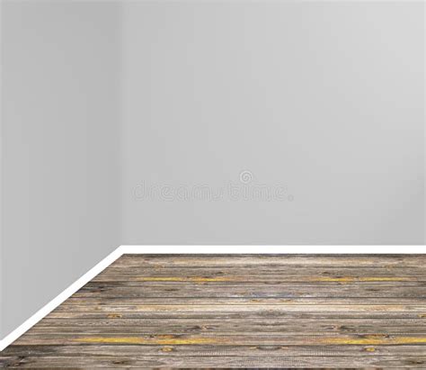 Empty Room Corner With Wooden Floor And Grey Wall Stock Image Image