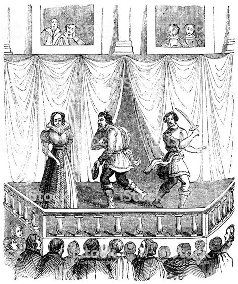 Stage Of An Elizabethan Renaissance Theatre From The Works Of William