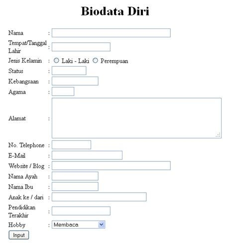 Cara Membuat Web Biodata Cara Membuat Html Biodata Diri Udin Blog