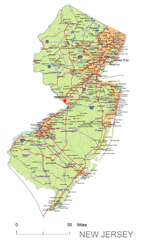 New Jersey State Vector Road Map Lossless Scalable Aipdf Map For