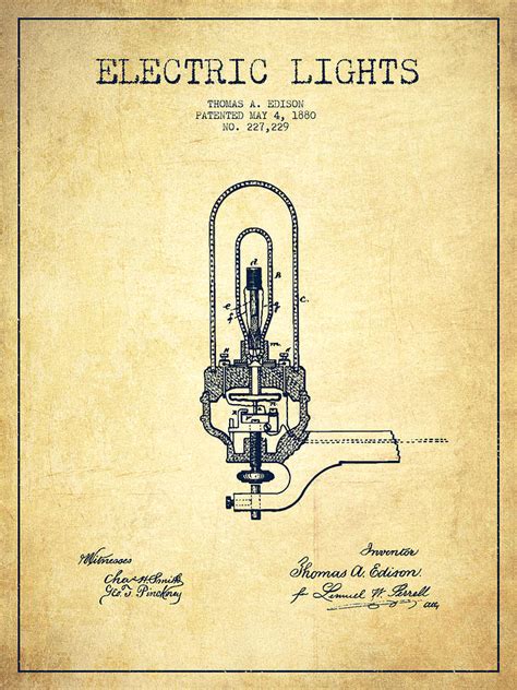 Thomas Edison Electric Lights Patent From 1880 Vintage Digital Art By